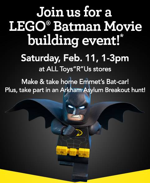 Free LEGO® Batman Build Event at Toys R Us in Bel Air – February 11